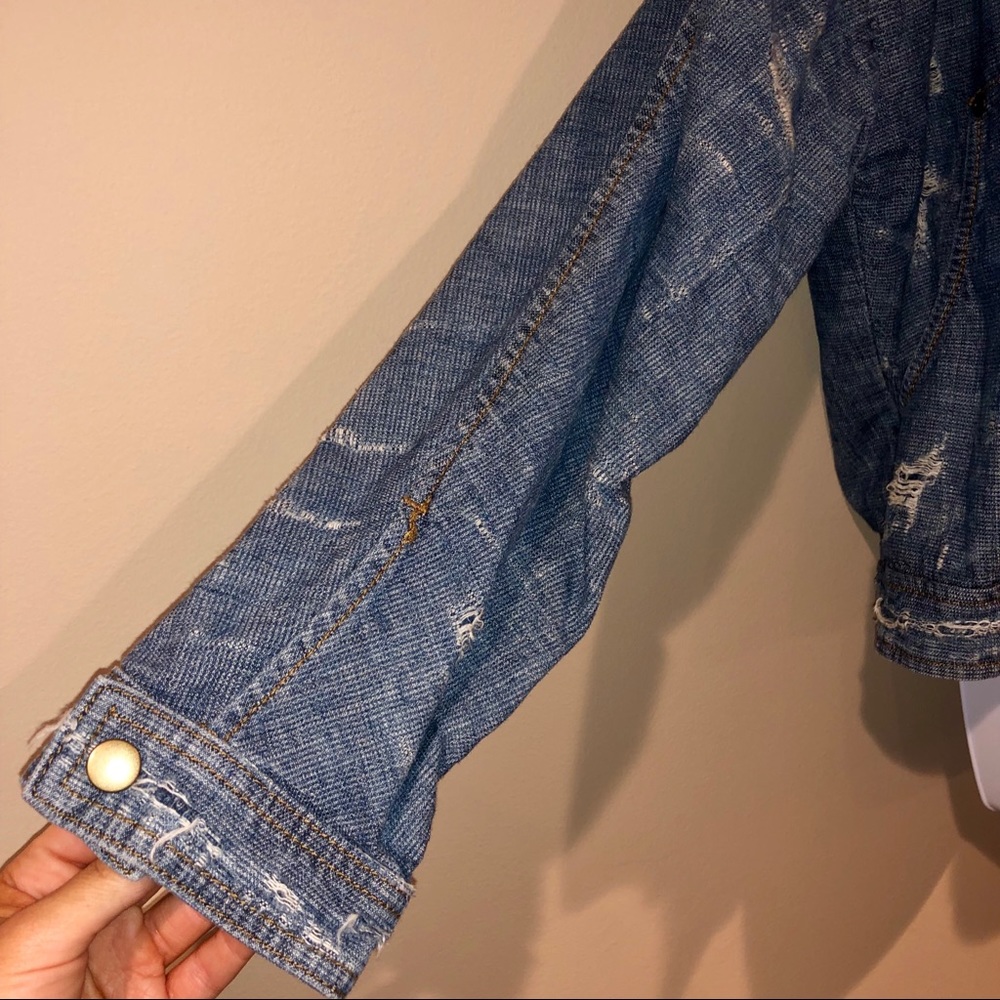 FREE PEOPLE Distressed Denim Jacket - Picture 2 of 7